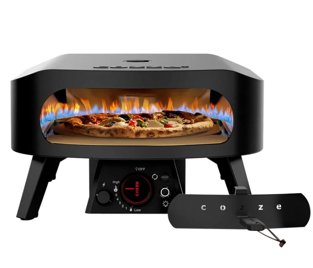 cozze® Pizzaöfen > Cozze Gas-Pizzaofen Rotate Black Edition, inkl. Pizzastein, 34,5 cm (13"), ca. B50/H29,5/T50 cm