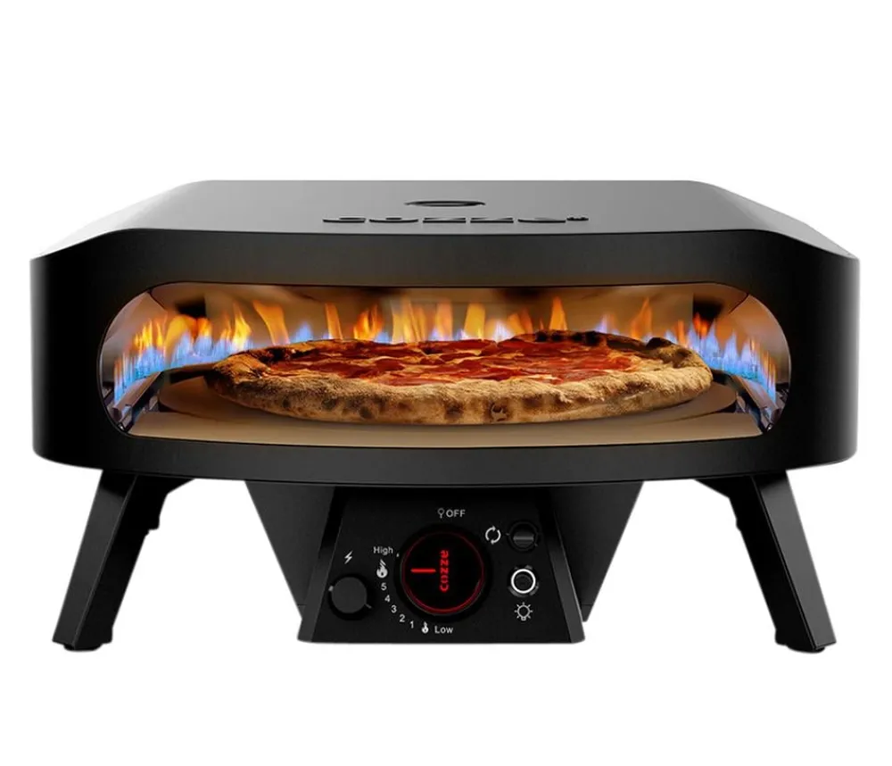 cozze® Pizzaöfen - Cozze Gas-Pizzaofen Rotate Black Edition, inkl. Pizzastein, 43 cm (17"), ca. B58,5/H29,5/T58,5 cm Schwarz