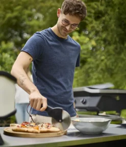 cozze® Cozze Pizzaschneidebrett mit Griff, ca. Ø35/H2 cm Natur Online
