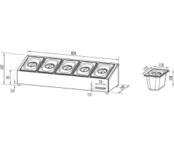 cozze® Pizzaöfen > Cozze Topping-Station, ca. B60/H13,5/T19,5 cm