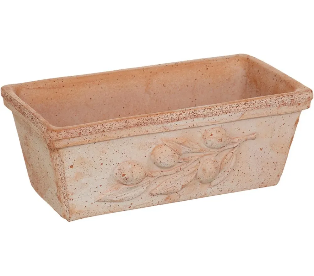 Degrea -Blumenkasten mit Olivendekor Terrakotta Hot