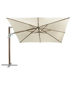 Dehner Sonnenschirme - Ampelschirm Zypern, Holzoptik, quadratisch, ca. B300/T300 cm Creme