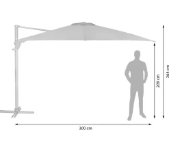 Dehner Sonnenschirme - Ampelschirm Zypern, Holzoptik, quadratisch, ca. B300/T300 cm Creme