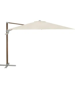 Dehner Sonnenschirme - Ampelschirm Zypern, Holzoptik, quadratisch, ca. B300/T300 cm Creme