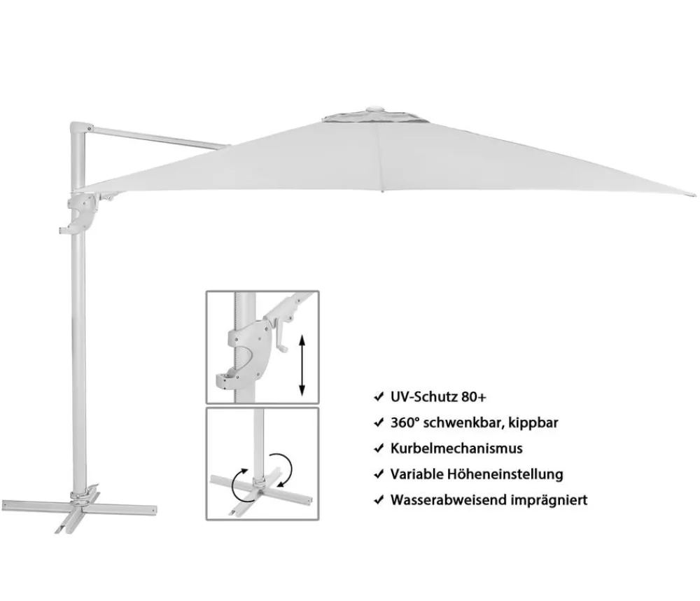 Dehner Ampelschirm Zypern, quadratisch, ca. B300/T300 cm Creme Discount