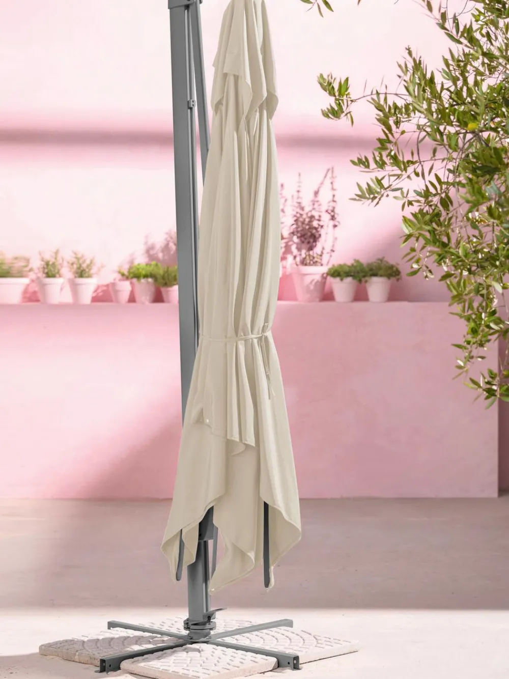 Dehner Ampelschirm Zypern, quadratisch, ca. B300/T300 cm Creme Discount