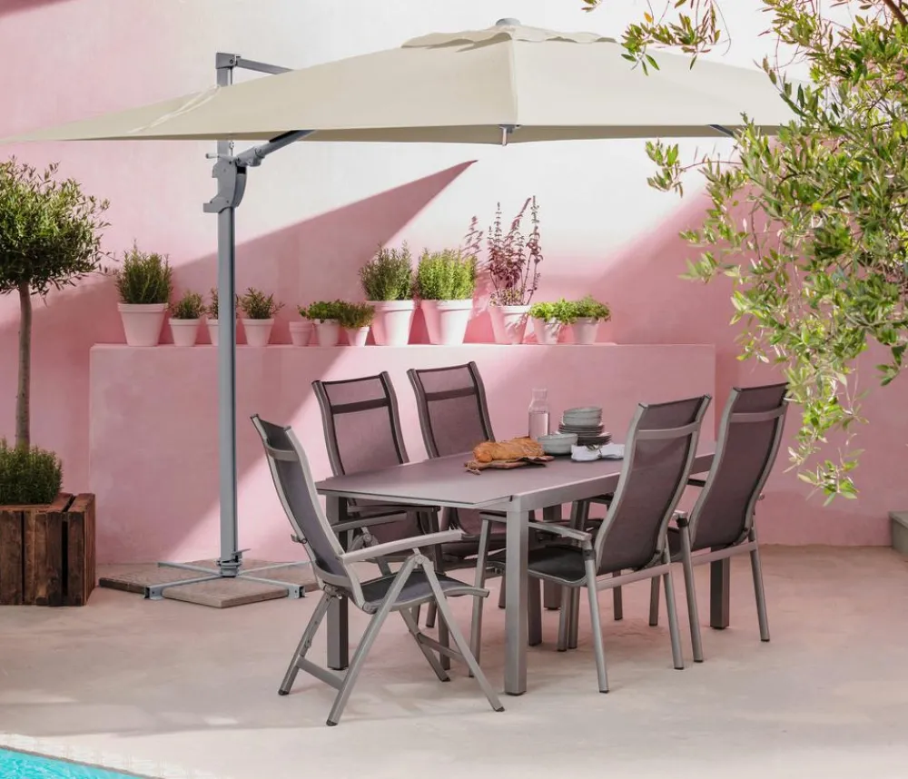 Dehner Ampelschirm Zypern, quadratisch, ca. B300/T300 cm Creme Discount