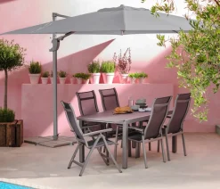 Dehner Sonnenschirme - Ampelschirm Zypern, quadratisch, ca. B300/T300 cm Hellgrau
