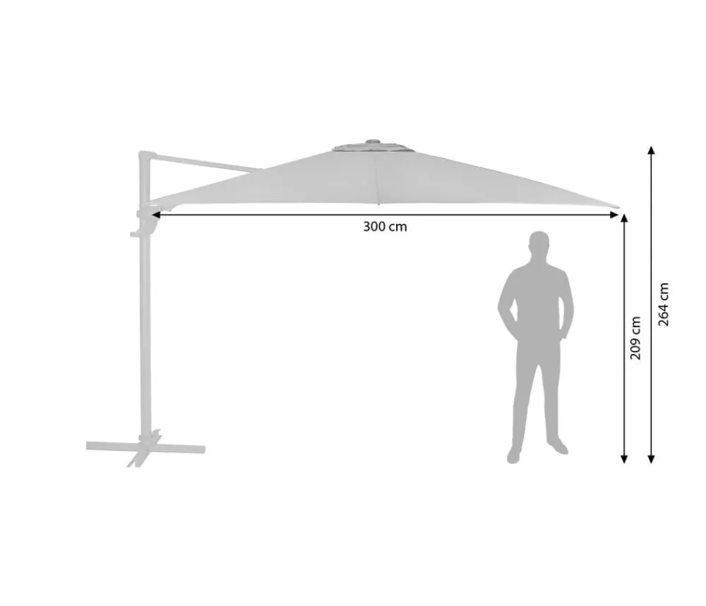 Dehner Sonnenschirme - Ampelschirm Zypern, quadratisch, ca. B300/T300 cm Hellgrau