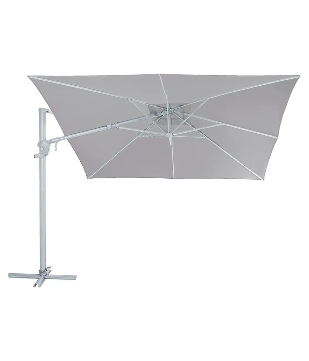 Dehner Sonnenschirme - Ampelschirm Zypern, quadratisch, ca. B300/T300 cm Hellgrau