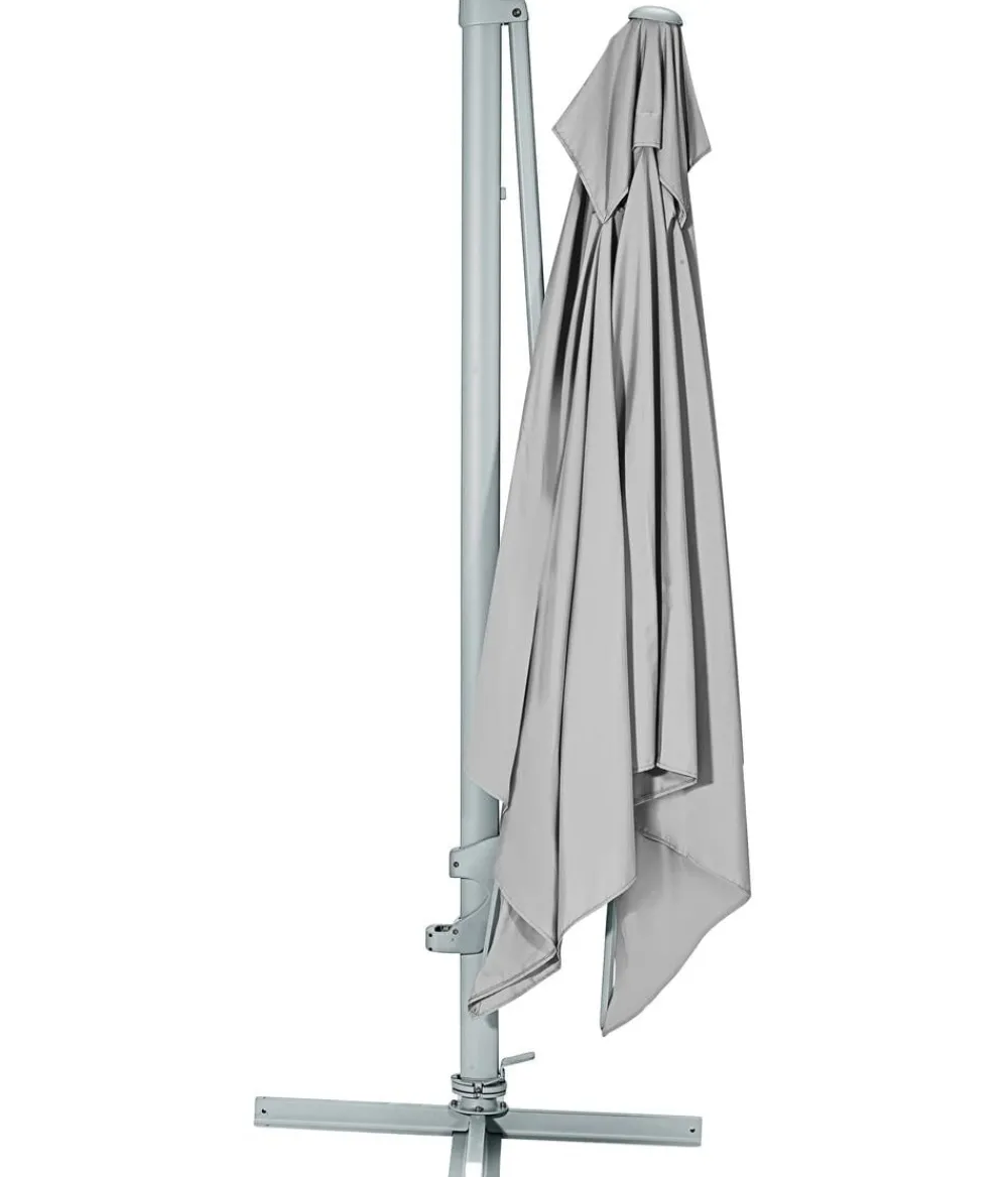 Dehner Sonnenschirme - Ampelschirm Zypern, quadratisch, ca. B300/T300 cm Hellgrau