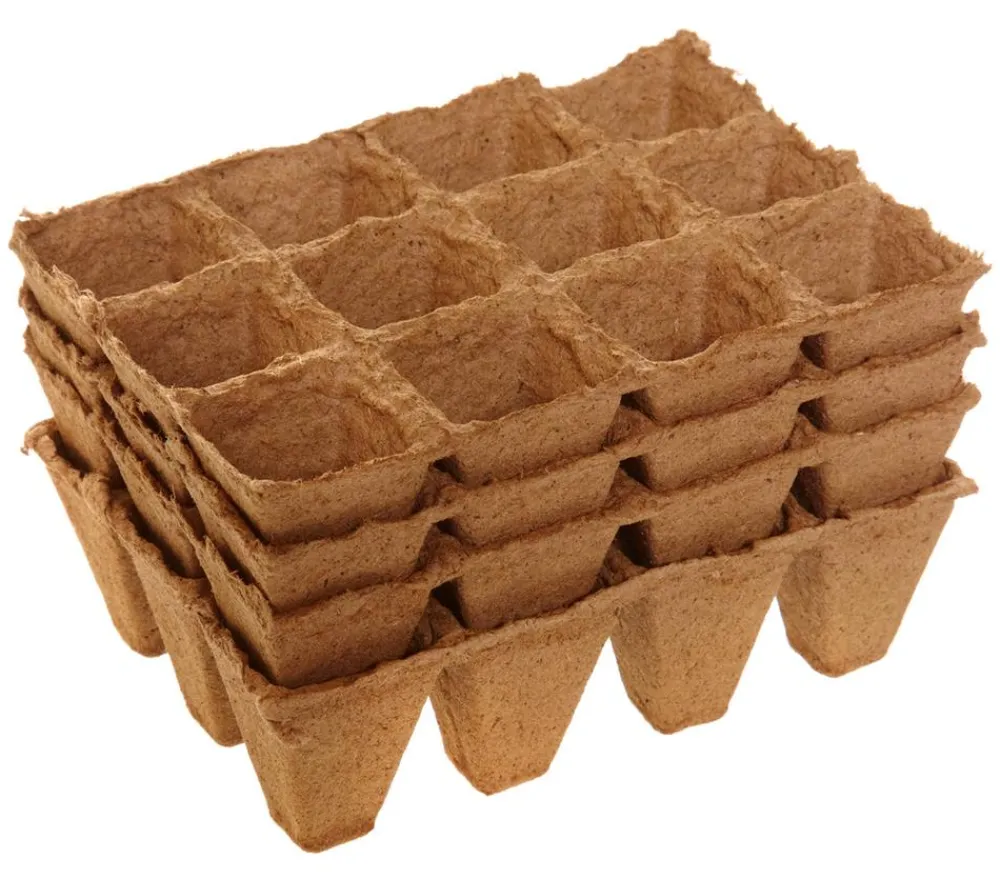 Dehner Anzucht Zubehör - Anzuchttöpfe für Pflanzen, 4 x 4 cm, 48 Stk. Braun