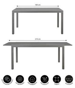 Dehner Ausziehtisch Chicago, ca. B160-210/H75/T90 cm Grau Sale