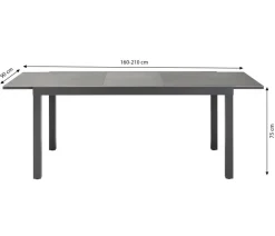 Dehner Ausziehtisch Chicago Dark, ca. B160-210/H75/T90 cm Dunkelgrau Hot