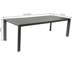 Dehner Garten-Esstische|Ausziehtische - Ausziehtisch Cleveland, ca. B160-240/H76/T101 cm Dunkelgrau