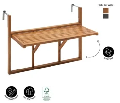 Dehner Balkonhängetisch, ca. B90/H65/T41,7 cm Braun Best