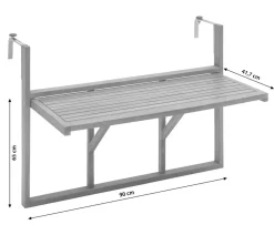 Dehner Balkontische|Balkontische - Balkonhängetisch, ca. B90/H65/T41,7 cm Dunkelgrau