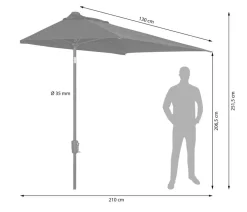 Dehner Balkonmöbel Aluminium|Sonnenschirme - Balkonschirm Chios, rechteckig, ca. B210/T130 cm Creme