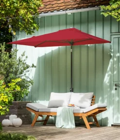 Dehner Balkonmöbel Aluminium|Sonnenschirme - Balkonschirm Chios, rechteckig, ca. B210/T130 cm Dunkelrot