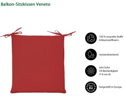 Dehner Balkon-Sitzkissen Veneto, ca. B45/H4/T40 cm Rot Hot