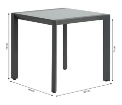 Dehner Balkontische - Balkontisch Cleveland ca. B80/H76/T80 cm Dunkelgrau