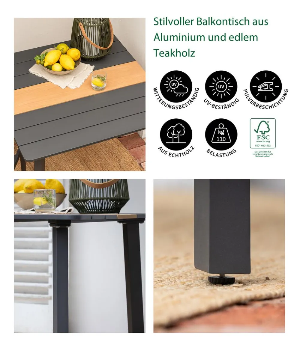 Dehner Balkontische|Balkontische > Balkontisch Montpellier, ca. B90/H74/T90 cm