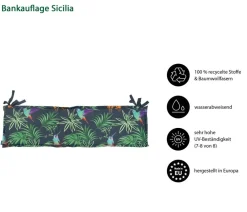 Dehner Bankauflage Sicilia 3-Sitzer, ca. B156/H6/T47 cm