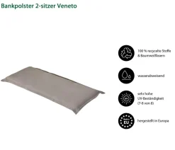 Dehner Sitzauflagen > Bankauflage Veneto 2-Sitzer, ca. B116/H6/T47 cm