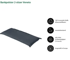 Dehner Bankauflage Veneto 2-Sitzer, ca. B116/H6/T47 cm Dunkelgrau New