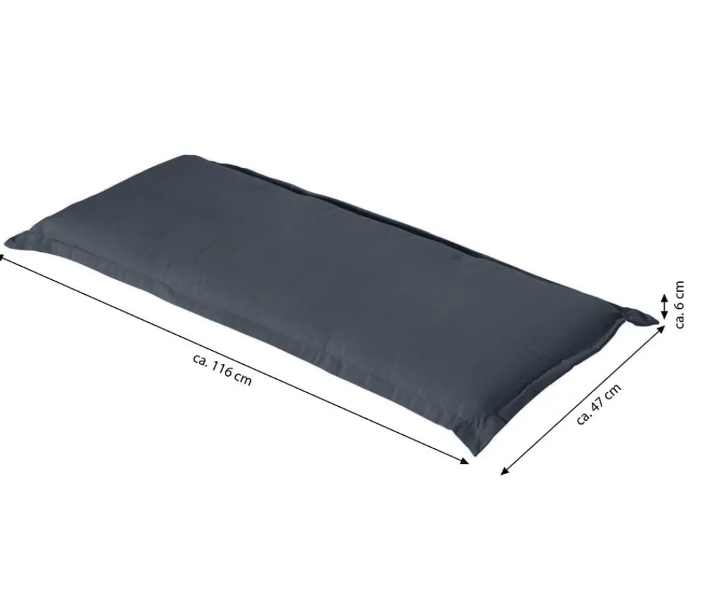 Dehner Bankauflage Veneto 2-Sitzer, ca. B116/H6/T47 cm Dunkelgrau New