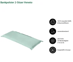 Dehner Sitzauflagen - Bankauflage Veneto 2-Sitzer, ca. B116/H6/T47 cm Grün