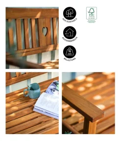 Dehner 3-Sitzer Gartenbänke|2-Sitzer Gartenbänke - Bank Heart Braun