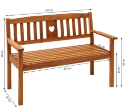Dehner 3-Sitzer Gartenbänke|2-Sitzer Gartenbänke - Bank Heart Braun