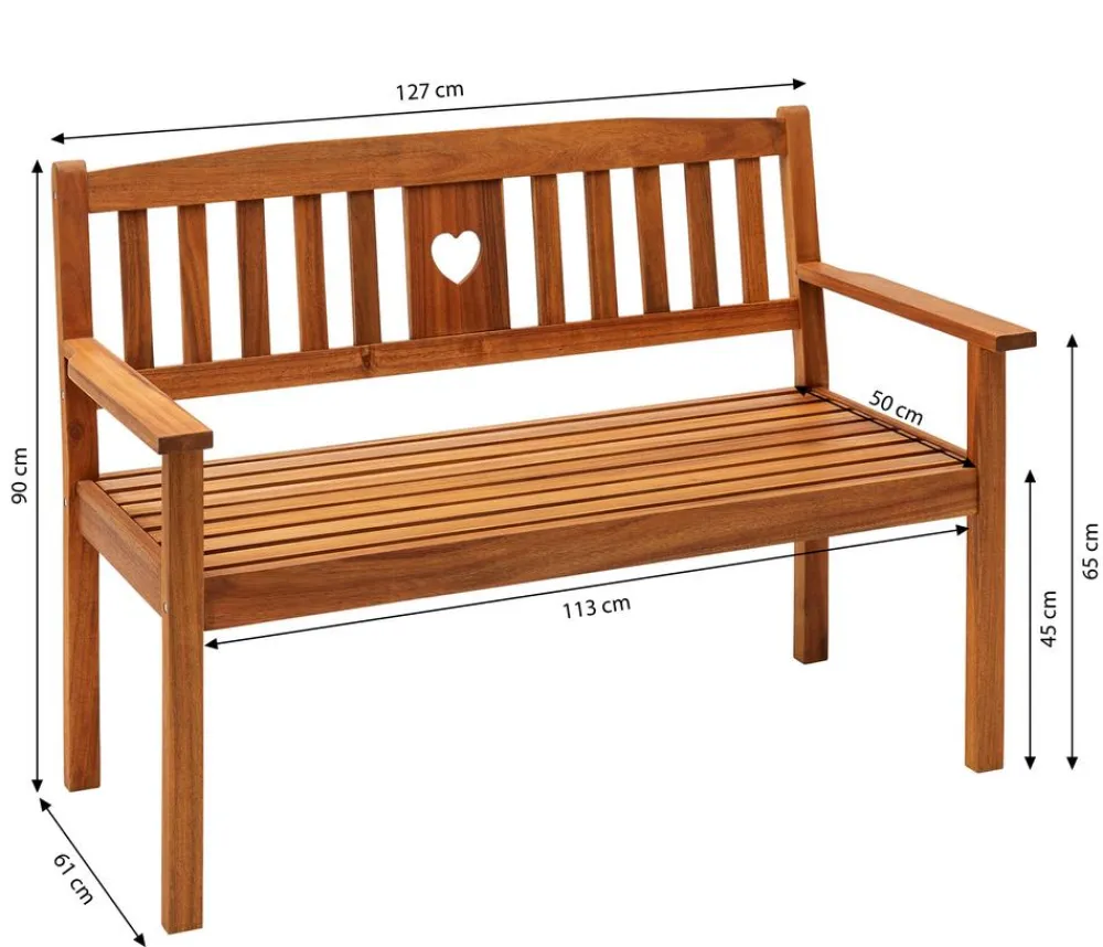Dehner 3-Sitzer Gartenbänke|2-Sitzer Gartenbänke - Bank Heart Braun
