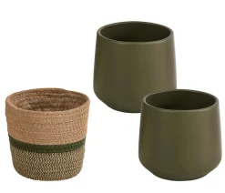 Dehner Blumentöpfe & Übertöpfe - Übertopf-Set Green Feeling, 3-teilig