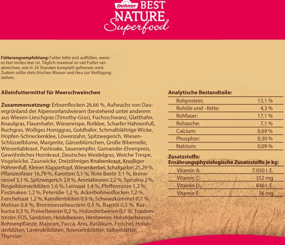 Dehner Best Nature Meerschweinchenfutter Superfood Mix Sale