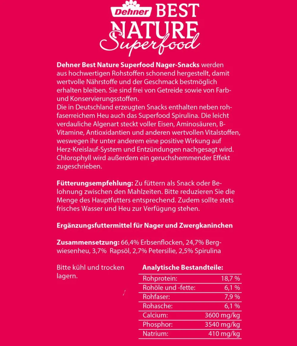 Dehner Best Nature Nagersnacks - Nagersnack Superfood Bärchen Spirulina, 100 g