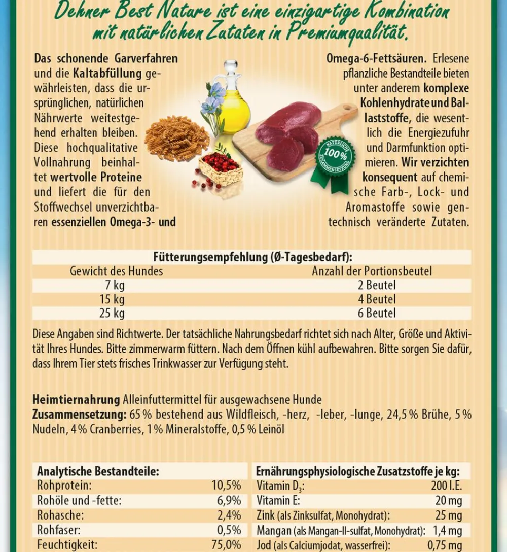 Dehner Best Nature Nassfutter Hund - Nassfutter für Hunde Adult, 12 x 150 g