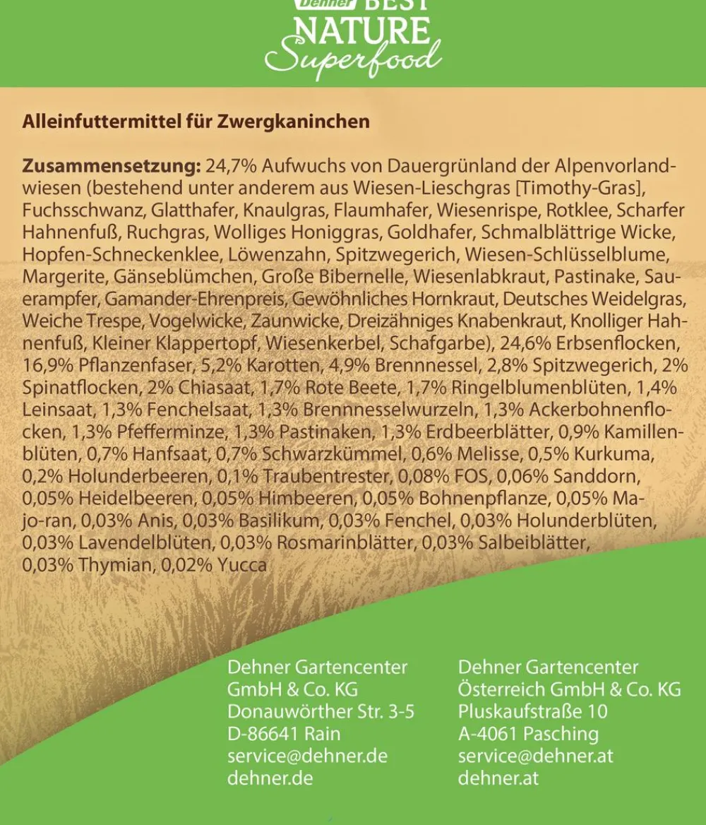 Dehner Best Nature Kleintierfutter - Zwergkaninchenfutter Superfood Mix