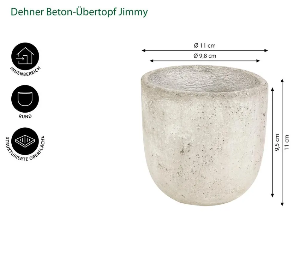 Dehner Blumentöpfe & Übertöpfe - Beton-Übertopf Jimmy, rund, Hellgrau