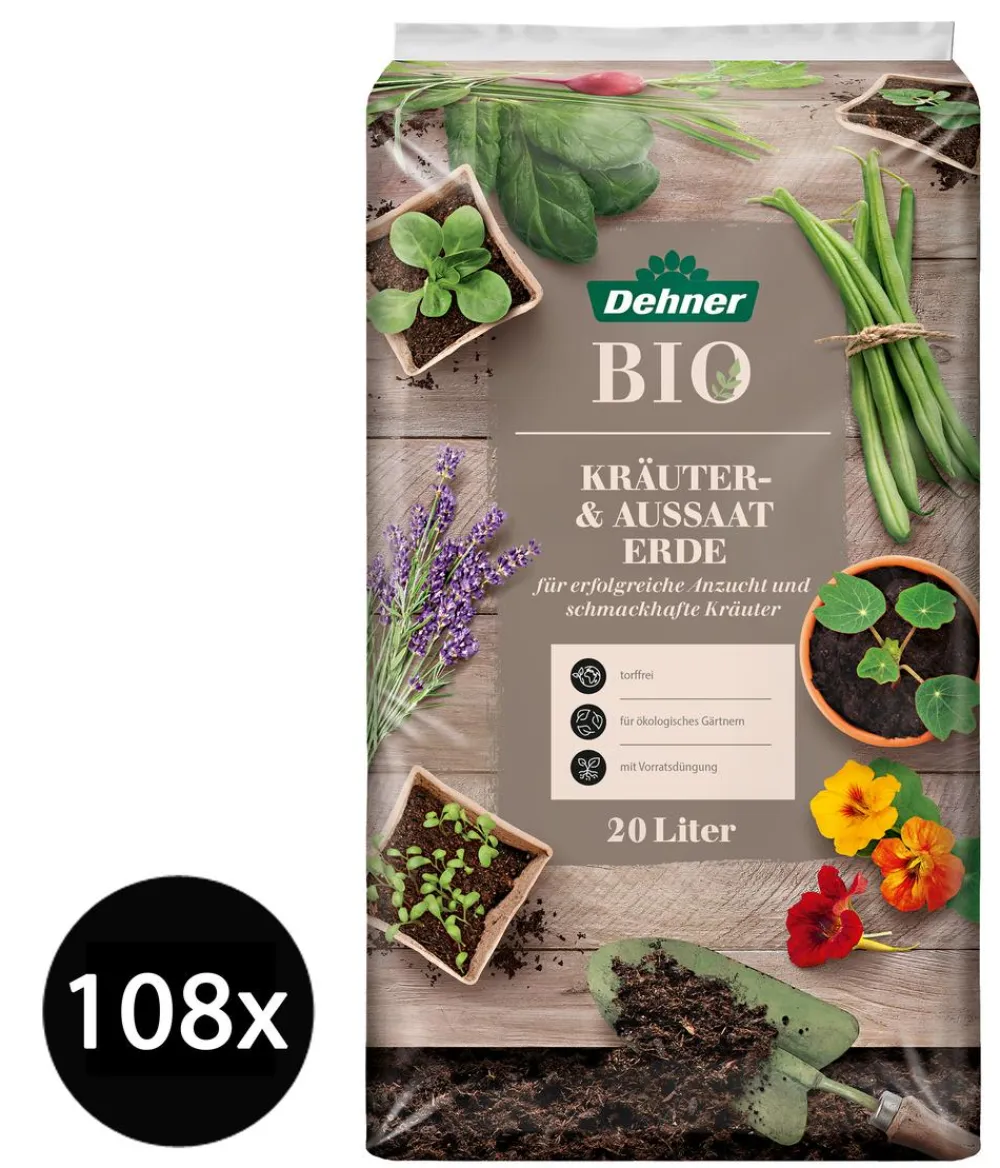Dehner Bio Spezialerde - Aussaat- und Kräutererde, 108 x 20 Liter