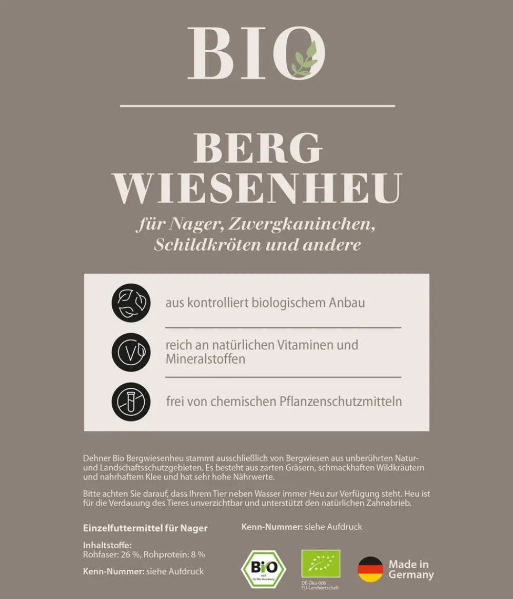 Dehner Bio Stroh & Streu|Heu - Bergwiesenheu, 1,25 kg