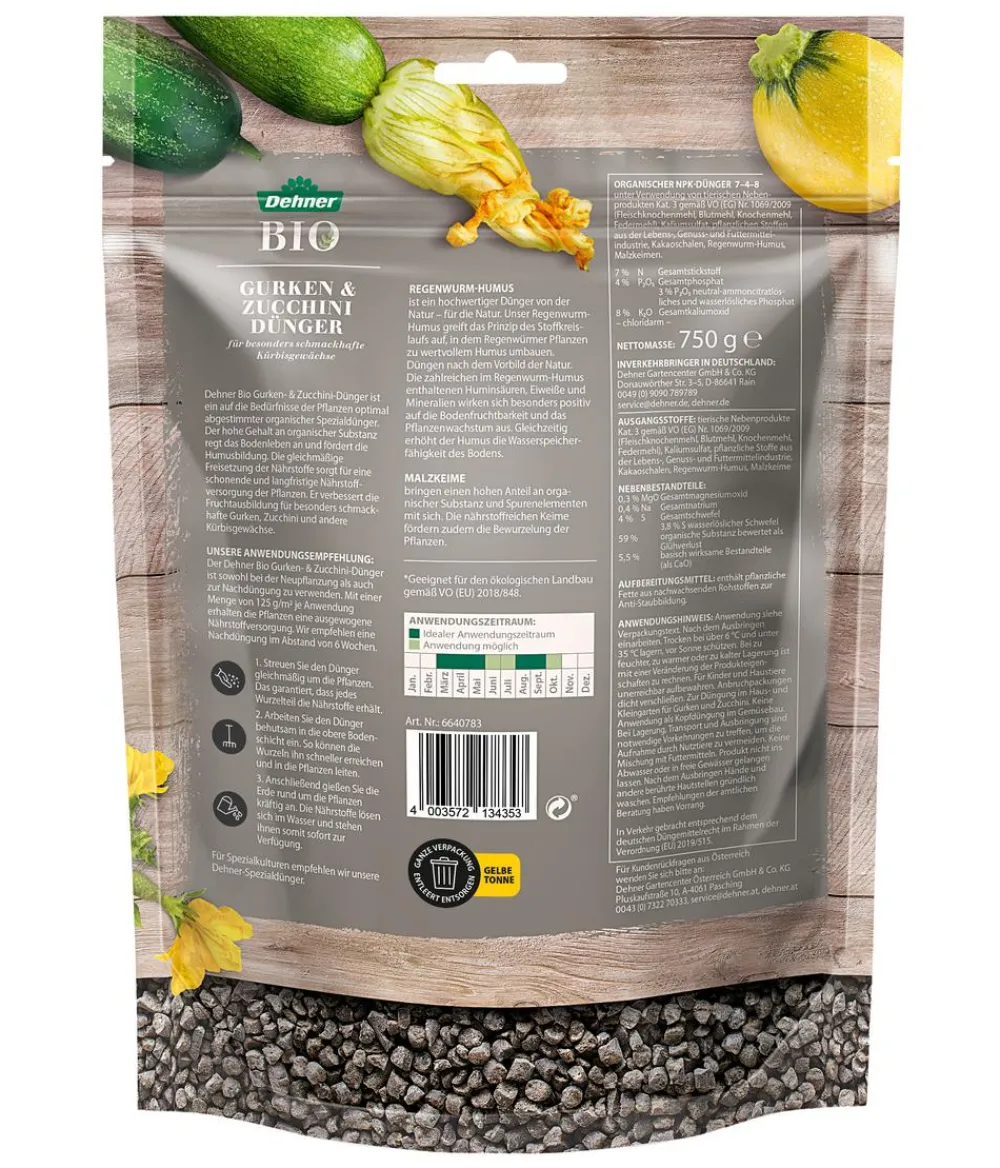 Dehner Bio Obst- & Gemüsedünger|Bio-Dünger > Gurken- und Zucchini-Dünger, 750 g