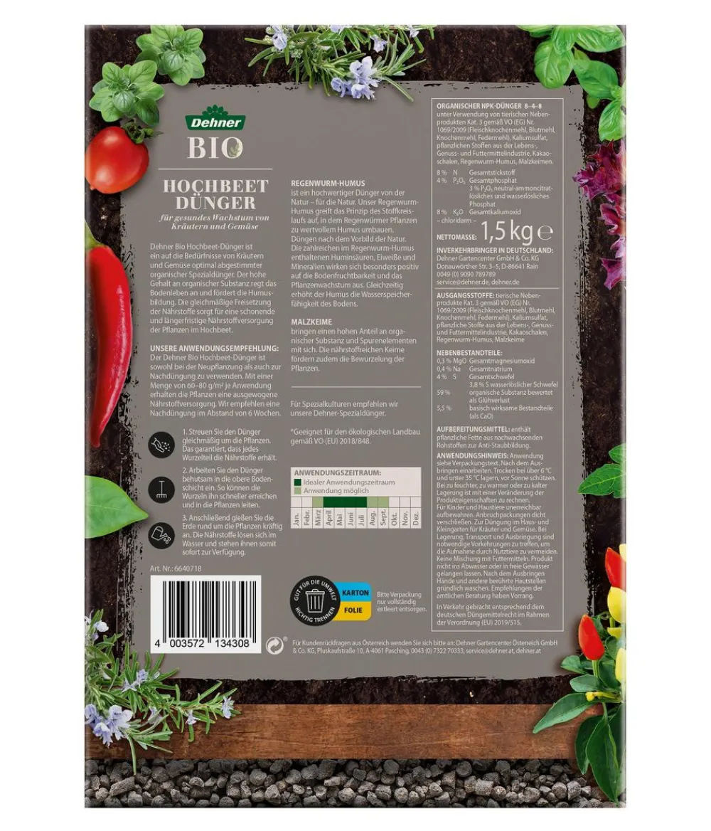 Dehner Bio Universaldünger|Blumendünger - Hochbeet-Dünger, 1,5 kg
