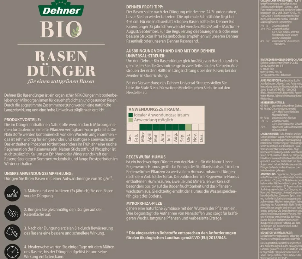 Dehner Bio Rasendünger|Bio-Dünger - Rasendünger