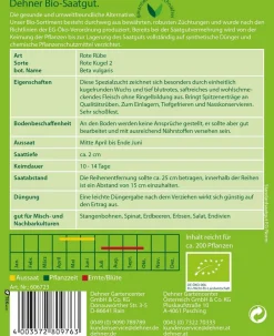 Dehner Bio Gemüsesamen - -Samen Rote Rüben 'Rote Kugel 2'