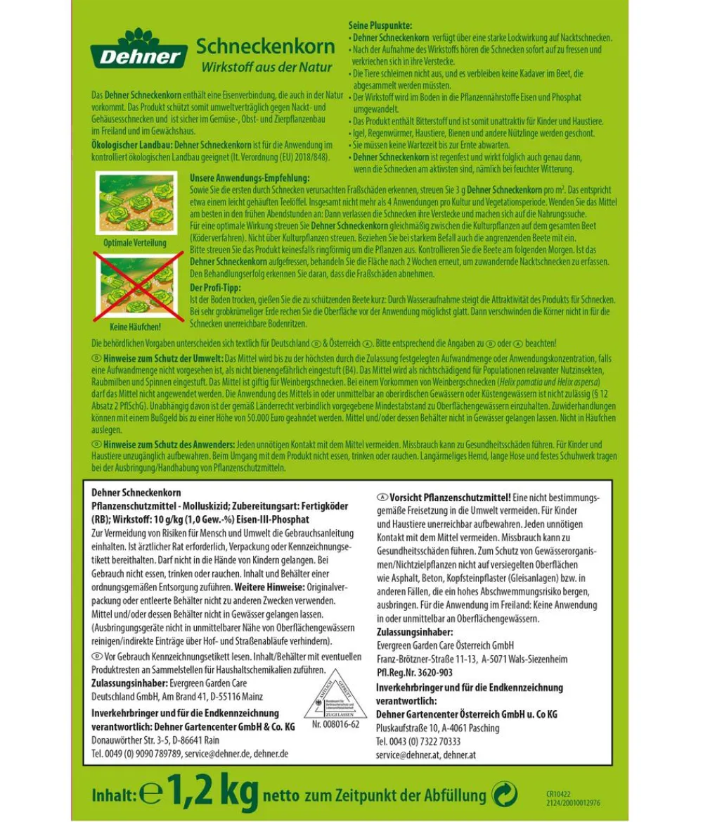 Dehner Bio Schädlingsbekämpfungsmittel > Schneckenkorn Natur, 1,2 kg