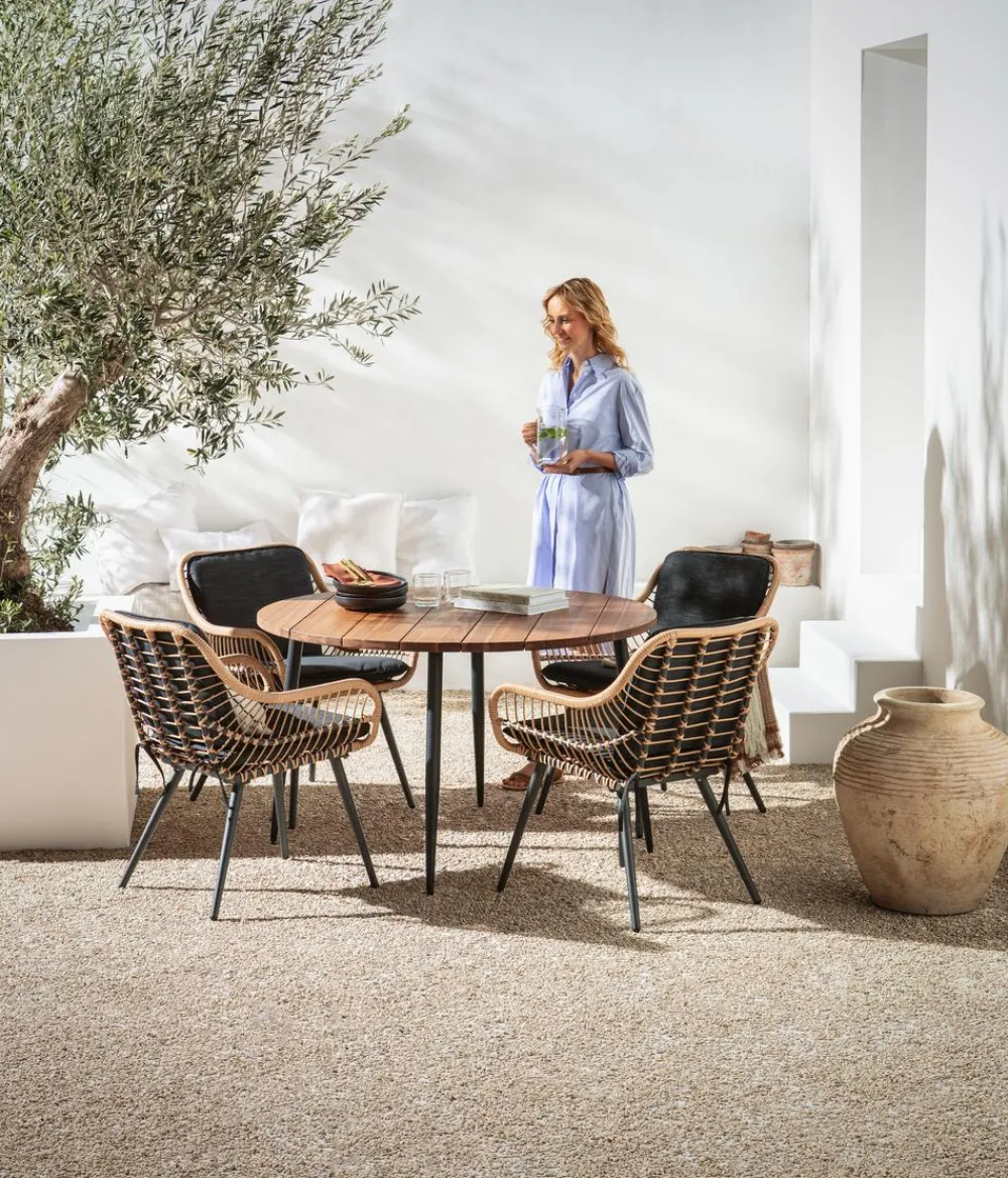 Dehner Garten-Esstische - Dining-Tisch Venezia, Ø120/H75 cm Braun