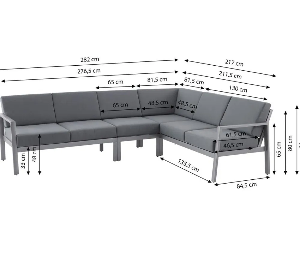 Dehner Ecklounge Chicago, variabel Grau Outlet