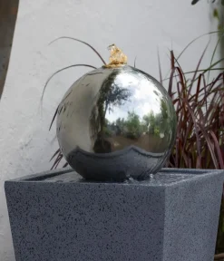 Dehner Gartenbrunnen > Edelstahl-Gartenbrunnen Kioto, ca. B34/H83/T34 cm